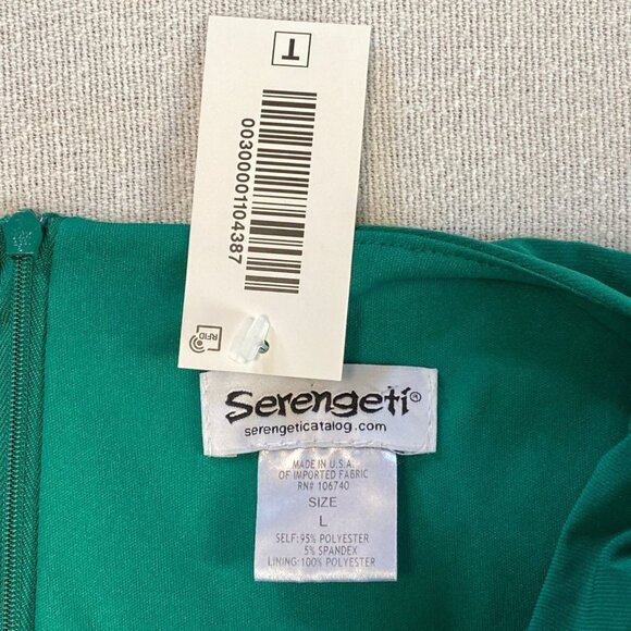 Serengeti Dress Emerald Green Twist Front Shoulder Long Sleeve Size Large Midi - Picture 7 of 13